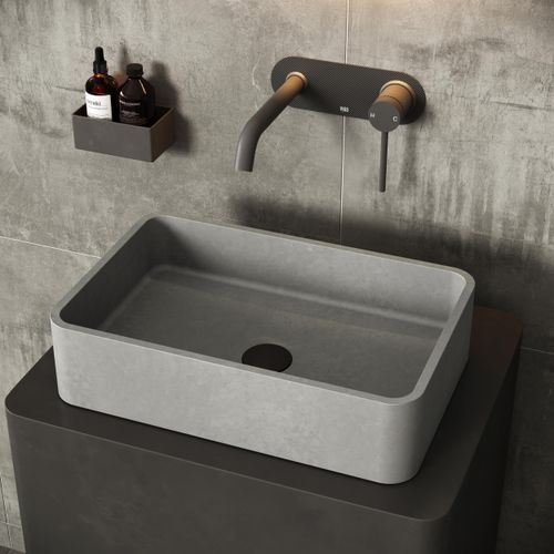 Main product image of Cordoba Concreto Stone 20" x 13" x 5" Rectangular Vessel Bathroom Sink (Gothic Gray)