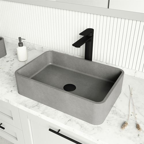 Main product image of Cordoba Concreto Stone 20" x 13" x 5" Rectangular Vessel Bathroom Sink (Gothic Gray)
