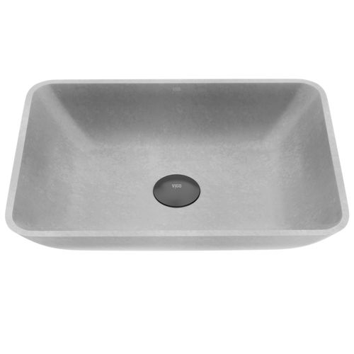 Main product image of Duomo Concreto Stone 18" x 13" x 4" Rectangular Vessel Bathroom Sink (Gothic Gray)
