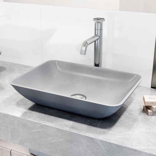 Main product image of Duomo Concreto Stone 18" x 13" x 4" Rectangular Vessel Bathroom Sink (Gothic Gray)