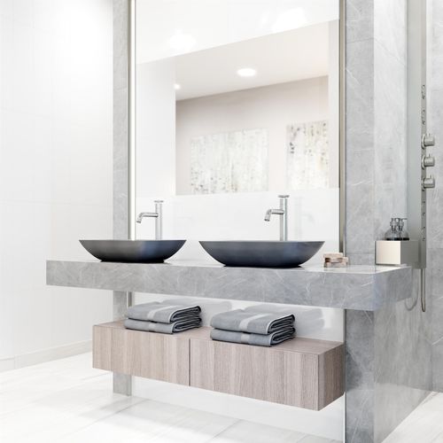 Main product image of Duomo Concreto Stone 18" x 13" x 4" Rectangular Vessel Bathroom Sink (Gothic Gray)
