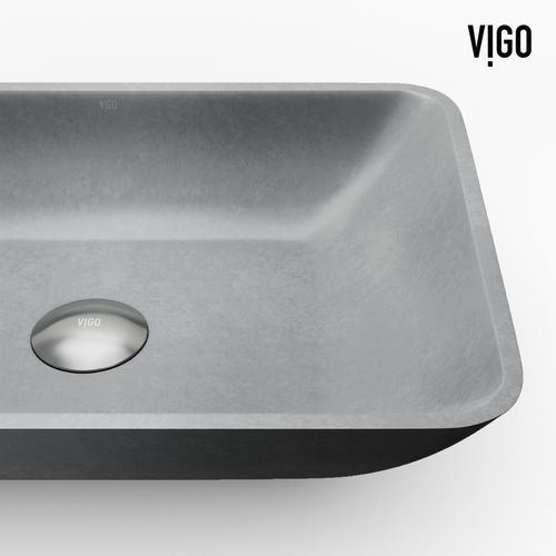 Main product image of Duomo Concreto Stone 18" x 13" x 4" Rectangular Vessel Bathroom Sink (Gothic Gray)