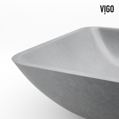 Main product image of Duomo Concreto Stone 18" x 13" x 4" Rectangular Vessel Bathroom Sink (Gothic Gray)
