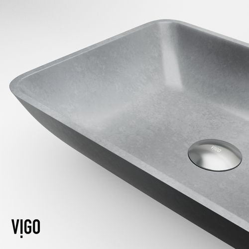 Main product image of Duomo Concreto Stone 18" x 13" x 4" Rectangular Vessel Bathroom Sink (Gothic Gray)