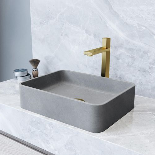 Main product image of Segovia Concreto Stone 16" x 12" x 4" Rectangular Vessel Bathroom Sink (Gothic Gray)