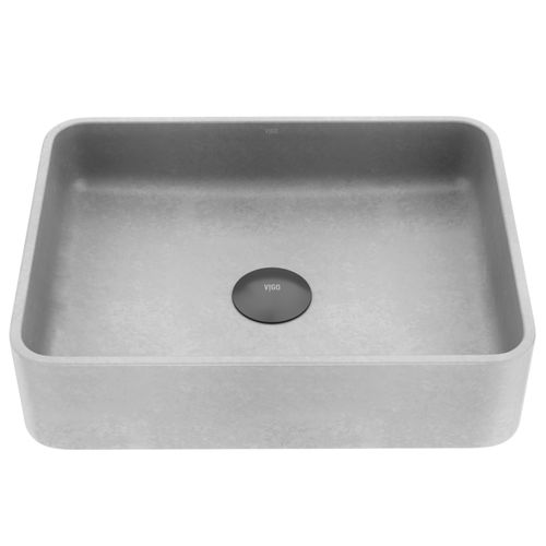 Main product image of Segovia Concreto Stone 16" x 12" x 4" Rectangular Vessel Bathroom Sink (Gothic Gray)