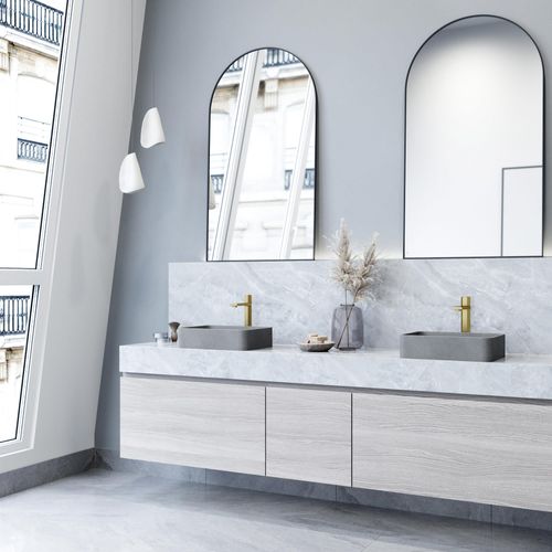 Main product image of Segovia Concreto Stone 16" x 12" x 4" Rectangular Vessel Bathroom Sink (Gothic Gray)