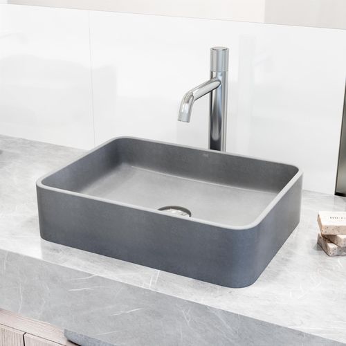 Main product image of Segovia Concreto Stone 16" x 12" x 4" Rectangular Vessel Bathroom Sink (Gothic Gray)