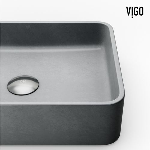 Main product image of Segovia Concreto Stone 16" x 12" x 4" Rectangular Vessel Bathroom Sink (Gothic Gray)