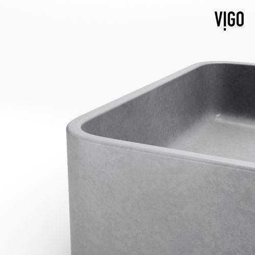 Main product image of Segovia Concreto Stone 16" x 12" x 4" Rectangular Vessel Bathroom Sink (Gothic Gray)