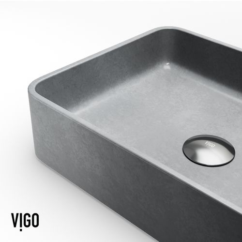 Main product image of Segovia Concreto Stone 16" x 12" x 4" Rectangular Vessel Bathroom Sink (Gothic Gray)