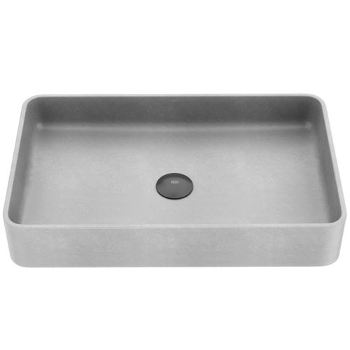Main product image of Basilica Concreto Stone 23" x 14" x 4" Rectangular Vessel Bathroom Sink (Gothic Gray)