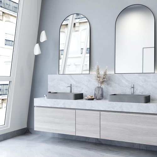 Main product image of Basilica Concreto Stone 23" x 14" x 4" Rectangular Vessel Bathroom Sink (Gothic Gray)