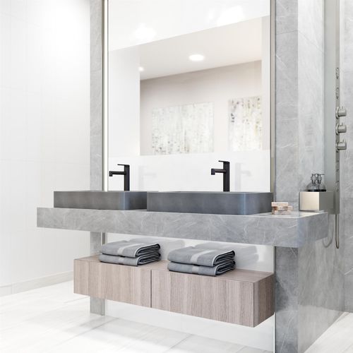 Main product image of Basilica Concreto Stone 23" x 14" x 4" Rectangular Vessel Bathroom Sink (Gothic Gray)