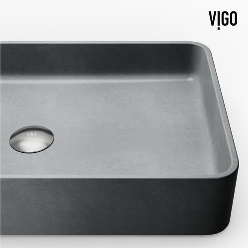 Main product image of Basilica Concreto Stone 23" x 14" x 4" Rectangular Vessel Bathroom Sink (Gothic Gray)