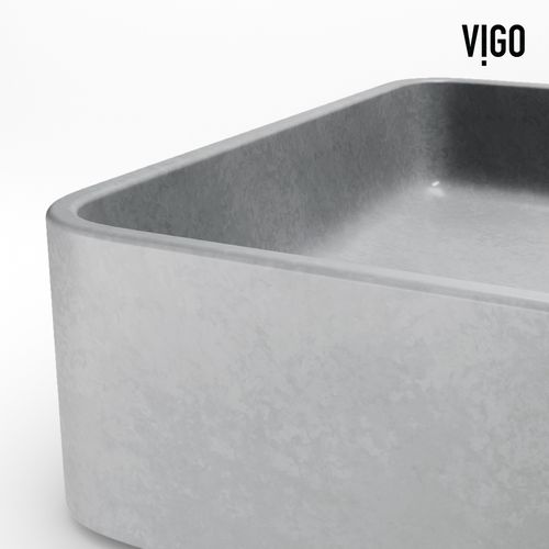 Main product image of Basilica Concreto Stone 23" x 14" x 4" Rectangular Vessel Bathroom Sink (Gothic Gray)