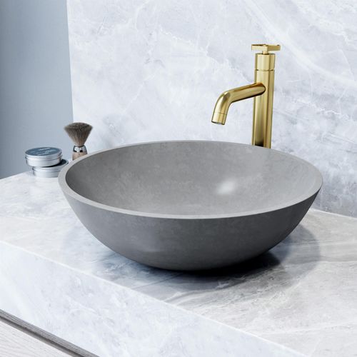 Main product image of Ravenna Concreto Stone 16" x 16" x 5" Round Vessel Bathroom Sink (Gothic Gray)