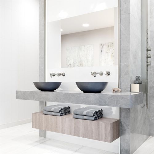 Main product image of Ravenna Concreto Stone 16" x 16" x 5" Round Vessel Bathroom Sink (Gothic Gray)
