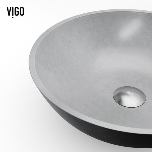 Main product image of Ravenna Concreto Stone 16" x 16" x 5" Round Vessel Bathroom Sink (Gothic Gray)