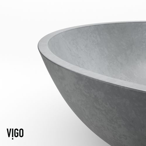 Main product image of Ravenna Concreto Stone 16" x 16" x 5" Round Vessel Bathroom Sink (Gothic Gray)