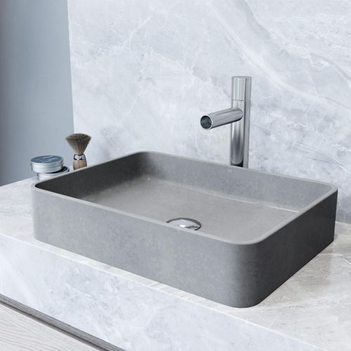 Main product image of Tarragona Concreto Stone 19" x 14" x 4" Rectangular Vessel Bathroom Sink (Gothic Gray)