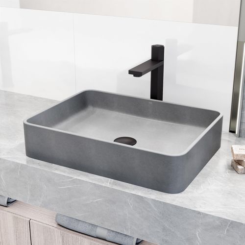 Main product image of Tarragona Concreto Stone 19" x 14" x 4" Rectangular Vessel Bathroom Sink (Gothic Gray)