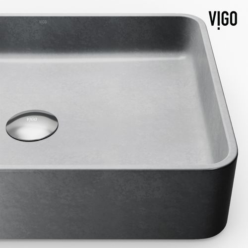 Main product image of Tarragona Concreto Stone 19" x 14" x 4" Rectangular Vessel Bathroom Sink (Gothic Gray)