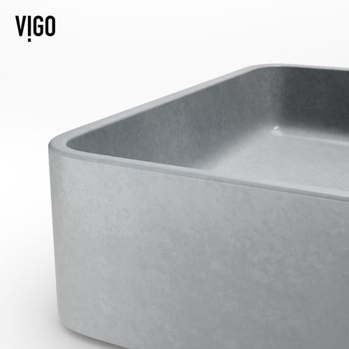 Main product image of Tarragona Concreto Stone 19" x 14" x 4" Rectangular Vessel Bathroom Sink (Gothic Gray)
