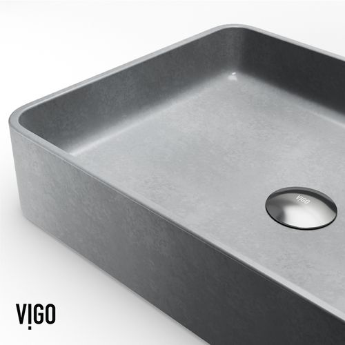 Main product image of Tarragona Concreto Stone 19" x 14" x 4" Rectangular Vessel Bathroom Sink (Gothic Gray)