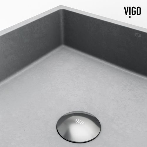 Main product image of Alhambra Concreto Stone 15" x 15" x 5" Square Vessel Bathroom Sink (Gothic Gray)