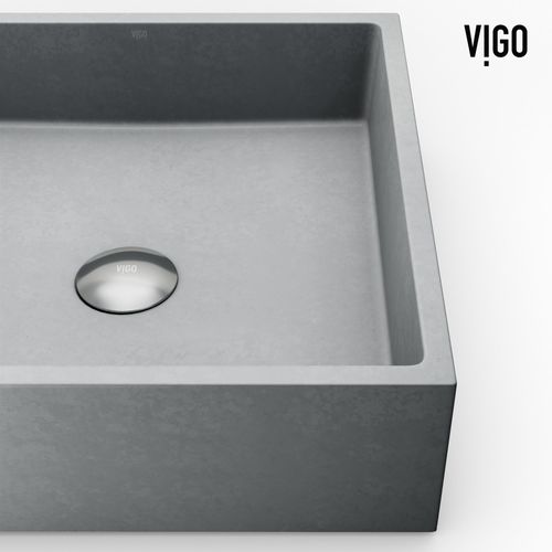 Main product image of Alhambra Concreto Stone 15" x 15" x 5" Square Vessel Bathroom Sink (Gothic Gray)