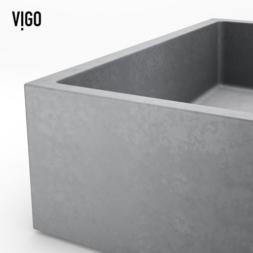 Main product image of Alhambra Concreto Stone 15" x 15" x 5" Square Vessel Bathroom Sink (Gothic Gray)