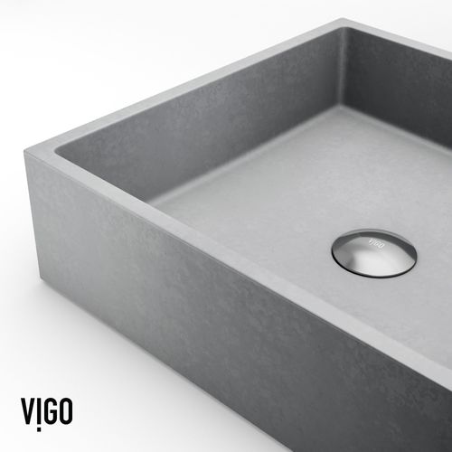 Main product image of Alhambra Concreto Stone 15" x 15" x 5" Square Vessel Bathroom Sink (Gothic Gray)