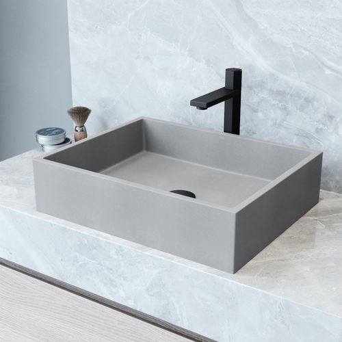 Main product image of Coca Concreto Stone 19" x 15" x 5" Rectangular Vessel Bathroom Sink (Gothic Gray)