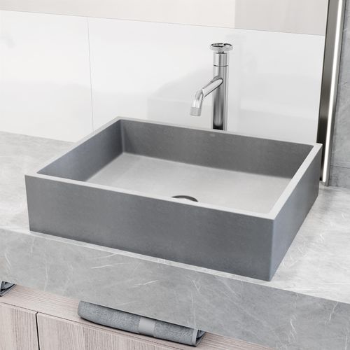 Main product image of Coca Concreto Stone 19" x 15" x 5" Rectangular Vessel Bathroom Sink (Gothic Gray)