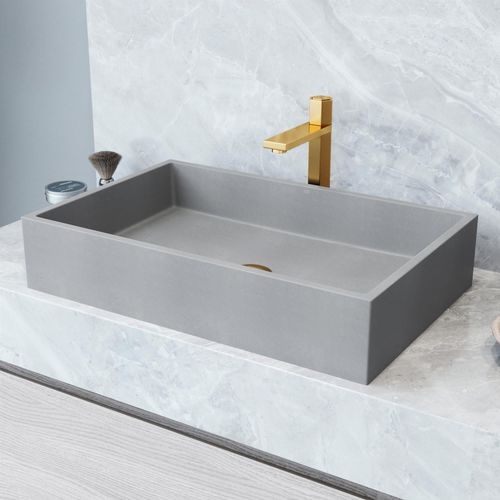 Main product image of Orvieto Concreto Stone 24" x 15" x 5" Rectangular Vessel Bathroom Sink (Gothic Gray)