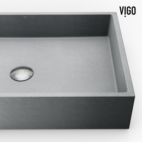 Main product image of Orvieto Concreto Stone 24" x 15" x 5" Rectangular Vessel Bathroom Sink (Gothic Gray)