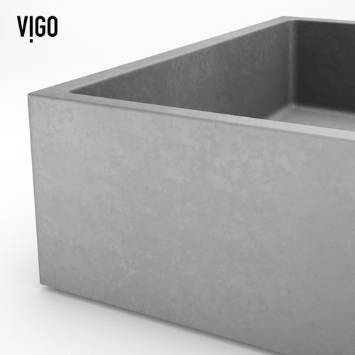 Main product image of Orvieto Concreto Stone 24" x 15" x 5" Rectangular Vessel Bathroom Sink (Gothic Gray)
