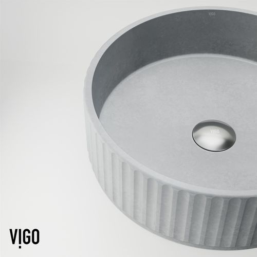 Main product image of Windsor Concreto Stone 16" x 16" x 5" Round Fluted Bathroom Vessel Sink (Ash-Gray)