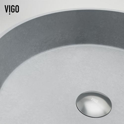 Main product image of Windsor Concreto Stone 16" x 16" x 5" Round Fluted Bathroom Vessel Sink (Ash-Gray)