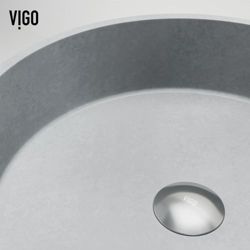 Main product image of Cypress Concreto Stone 16" x 16" x 5" Round Fluted Bathroom Vessel Sink (Ash-Gray)