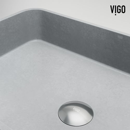 Main product image of Cadman Concreto Stone 21" x 14" x 5" Rectangular Fluted Bathroom Vessel Sink (Ash-Gray)