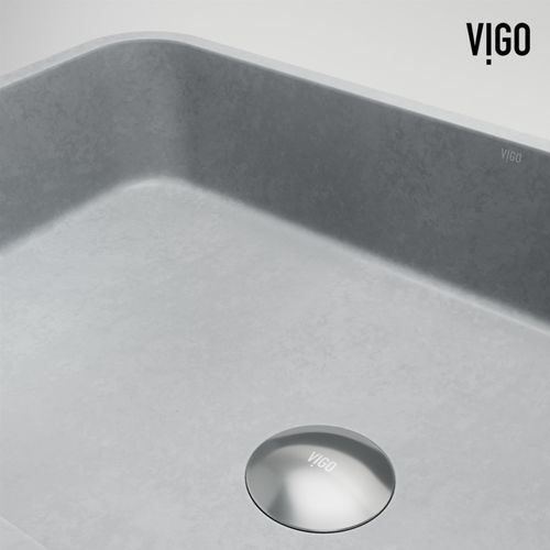 Main product image of Cypress Concreto Stone 21" x 14" x 5" Rectangular Fluted Bathroom Vessel Sink (Ash-Gray)