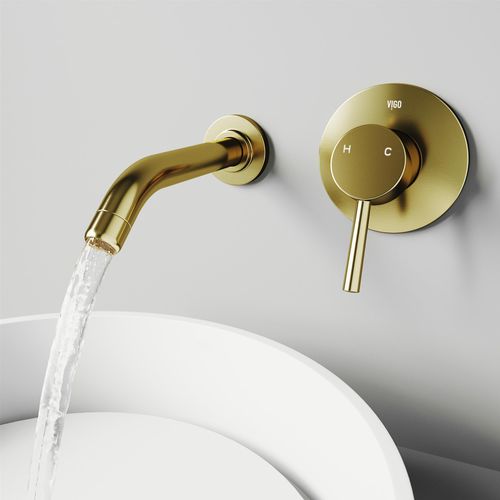 Main product image of Olus Single Handle Wall Mount Bathroom Faucet (Matte Brushed Gold), VG05001MG