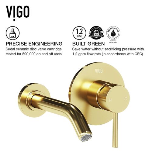 Main product image of Olus Single Handle Wall Mount Bathroom Faucet (Matte Brushed Gold), VG05001MG