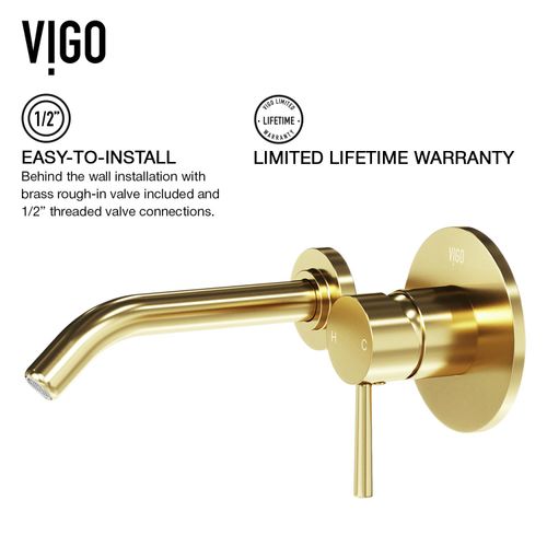 Main product image of Olus Single Handle Wall Mount Bathroom Faucet (Matte Brushed Gold), VG05001MG
