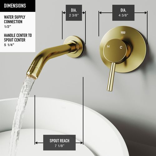 Main product image of Olus Single Handle Wall Mount Bathroom Faucet (Matte Brushed Gold), VG05001MG