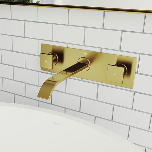 Main product image of Titus Two Handle Wall Mount Bathroom Faucet (Matte Brushed Gold), VG05002MG