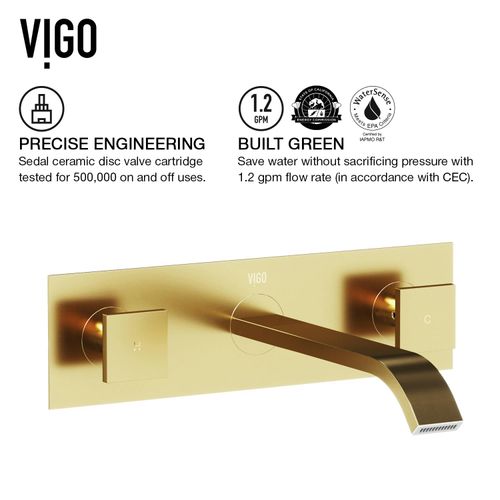 Main product image of Titus Two Handle Wall Mount Bathroom Faucet (Matte Brushed Gold), VG05002MG