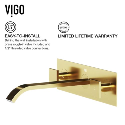 Main product image of Titus Two Handle Wall Mount Bathroom Faucet (Matte Brushed Gold), VG05002MG